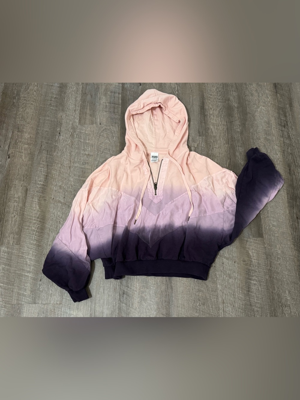 PINK Victoria’s Secret Women’s S Pink Purple Ombré Colorblock 1/2 Zip Hoodie